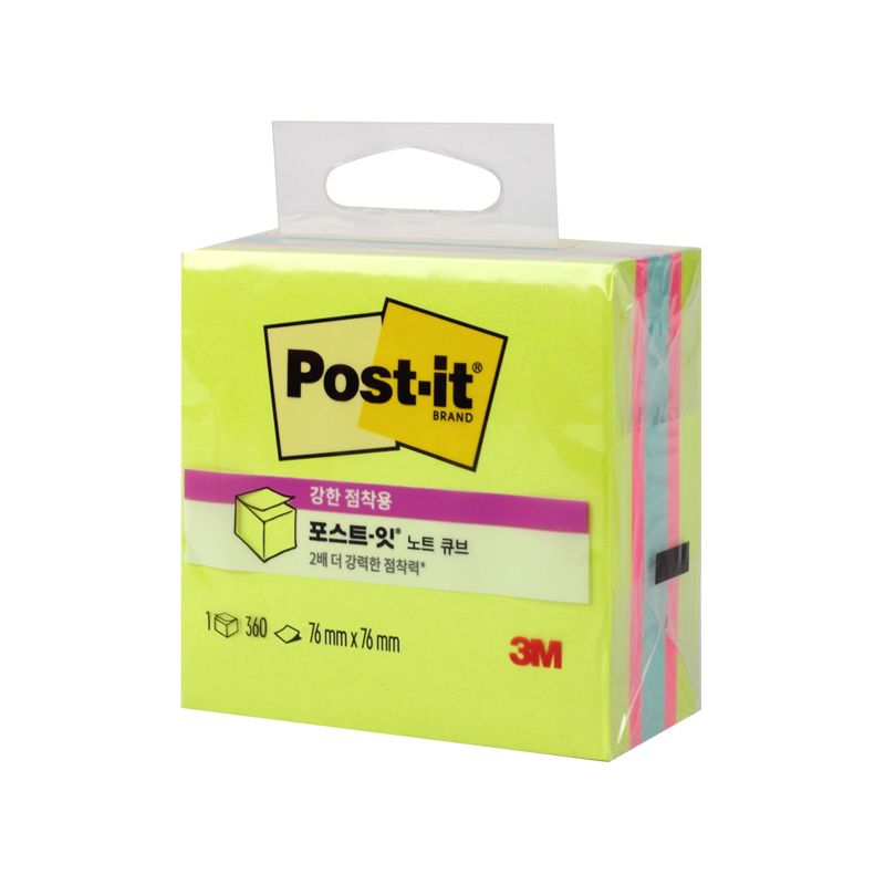 포스트잇 노트 큐브 (그린) 2054-PP 76X76mm 3색 400매