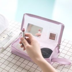 트래블러스_코팅메쉬 파우치 큐브 롱