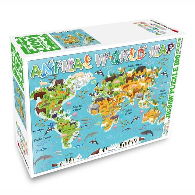 세계지도 직소퍼즐 100조각_애니멀 월드컵