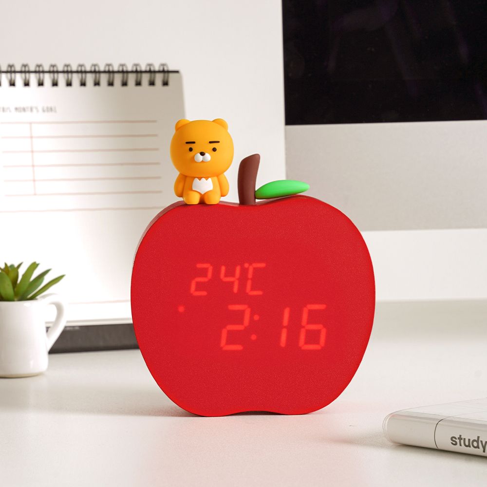 [카카오프렌즈] 사과위에 라이언 LED 탁상시계