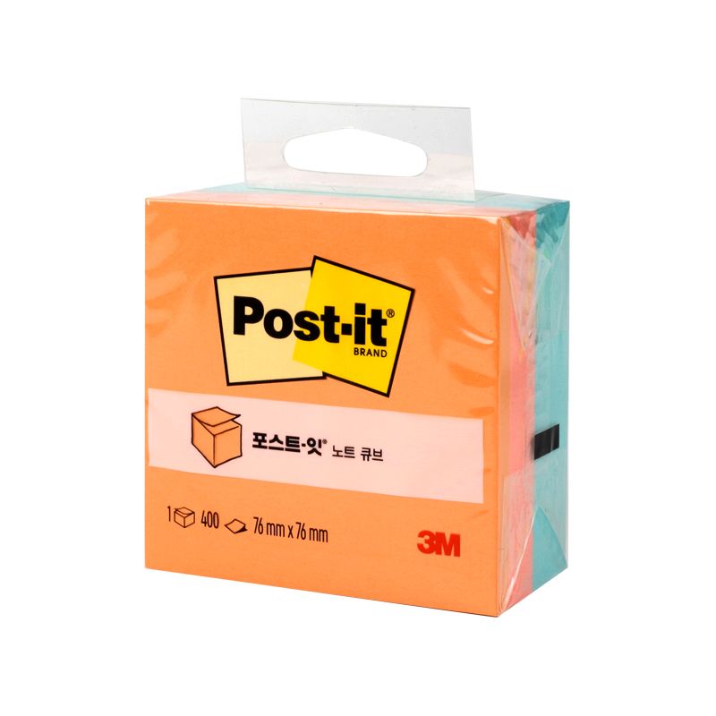 [포스트잇] 포스트잇 노트 큐브 (오렌지) 2059-AQ 76X76mm 3색 400매