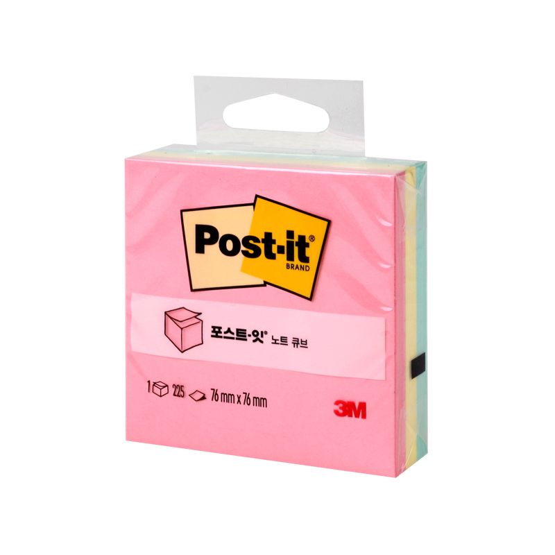 [포스트잇] 포스트잇 노트 큐브 (파스텔) 654 76X76mm 5색 225매