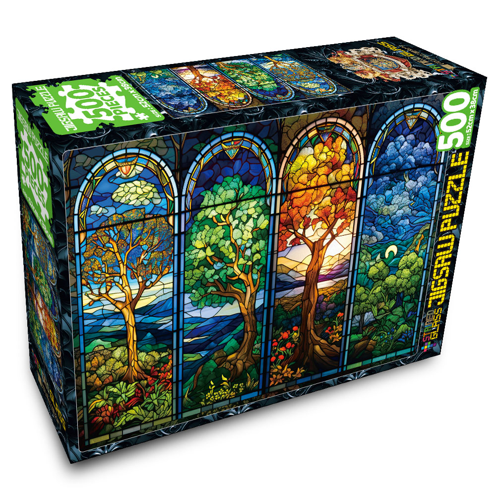 [학산문화사] 스테인드 글래스퍼즐 500조각_숲속의 사계