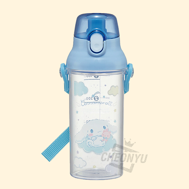 [산리오] 시나모롤 원터치 클리어 눈금 보틀 480ml