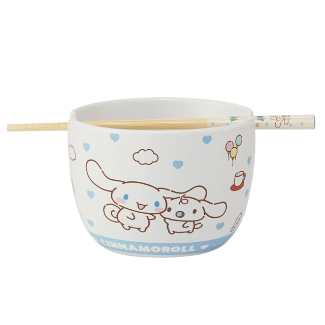 [산리오] 시나모롤 도기 보울 600ml + 젓가락 21cm 세트 