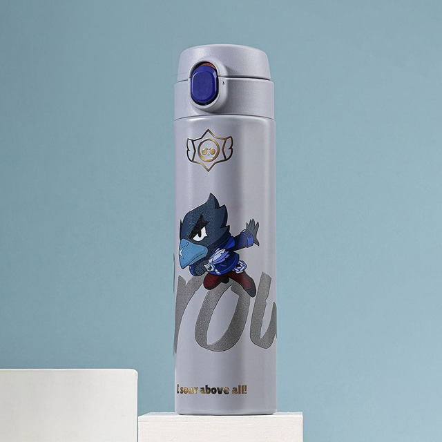 브롤스타즈 더보틀 엣지 원터치 이중 스텐 텀블러 500ml_크로우