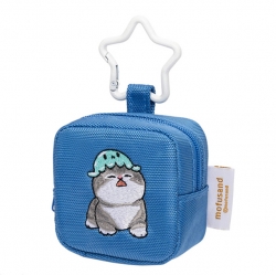 모후샌드 자수 사각 미니 파우치 7cm_블루