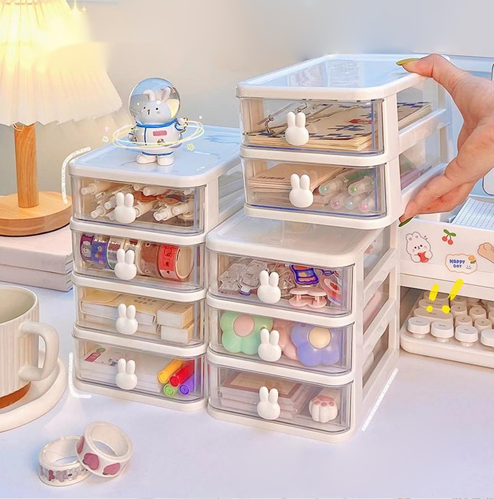 토끼 책상정리 미니 서랍 수납함 2칸