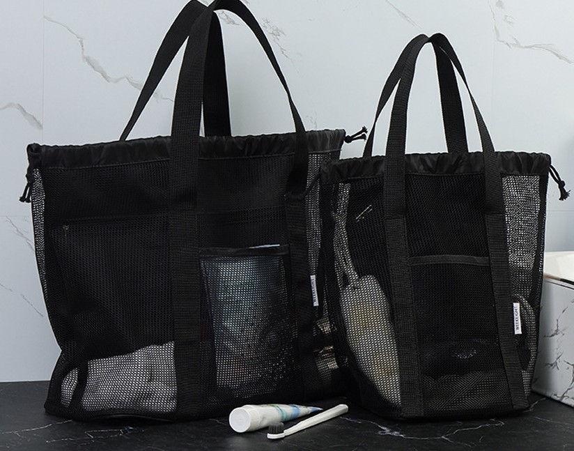 브리스크 메쉬소재 목욕 사우나 수영장 샤워 가방 블랙 소형