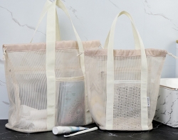 브리스크 메쉬소재 목욕 사우나 수영장 샤워 가방 아이보리 소형