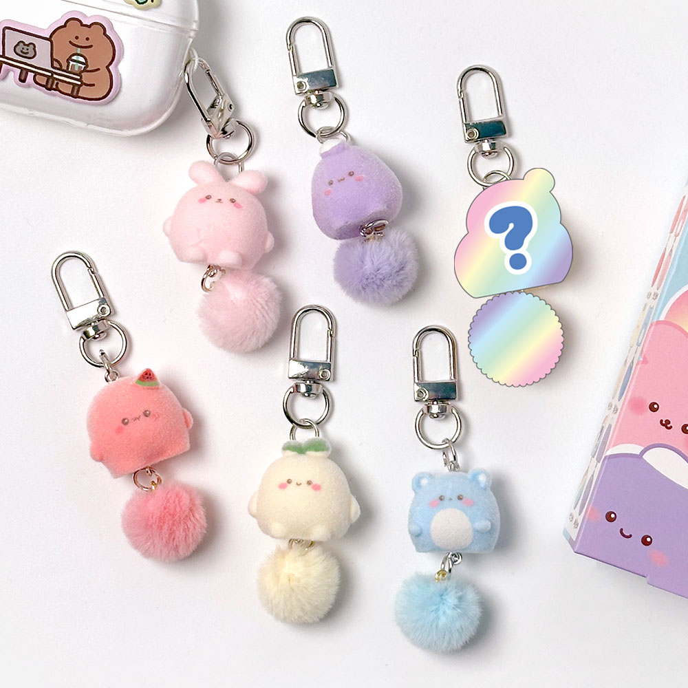 랜덤 뽀송 미니 몬스터 키링