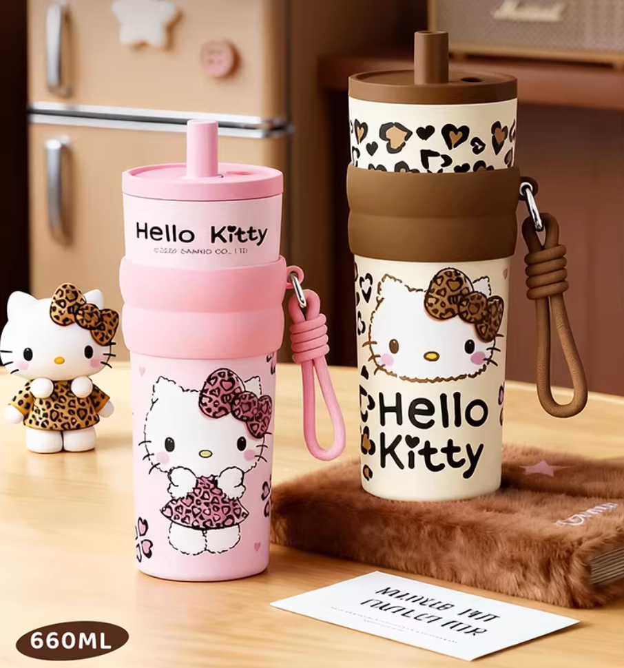 헬로키티 프리미엄 대용량 호피 텀블러 660ml
