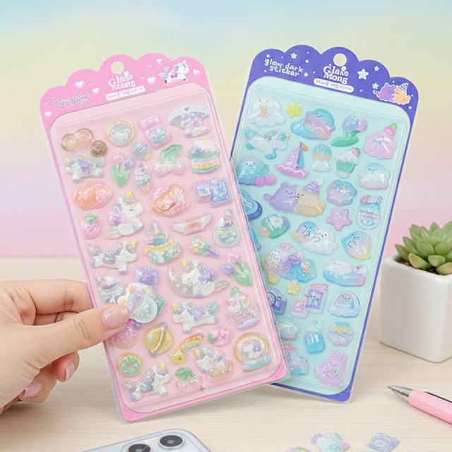 [언브랜디드] 글라스몽 3D버블 야광 스티커