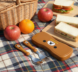 리락쿠마 얼굴 뉴 스푼 포크 케이스 (브라운)