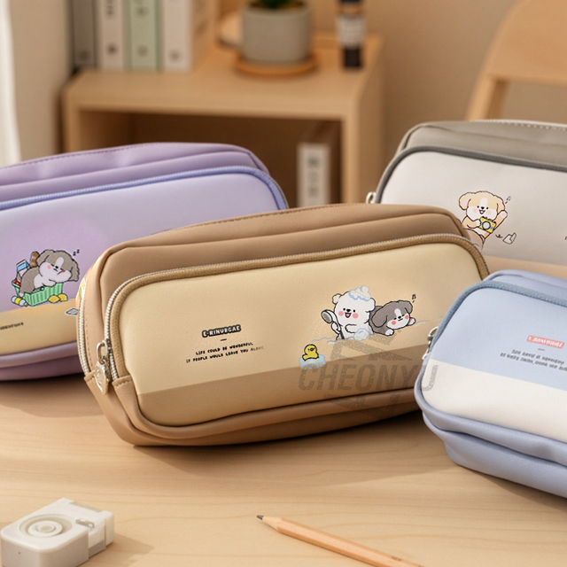 이리눕개 투포켓 대용량 필통 (랜덤)