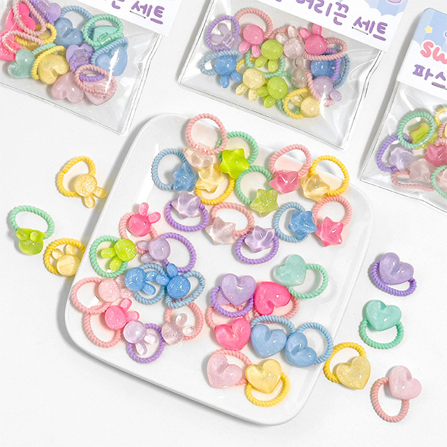 스윗 파스텔 머리끈 세트 (랜덤)