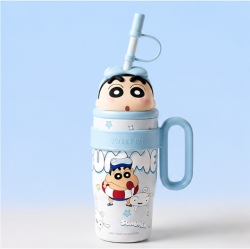 짱구 얼굴 피규어 빨대 텀블러 800ml_블루