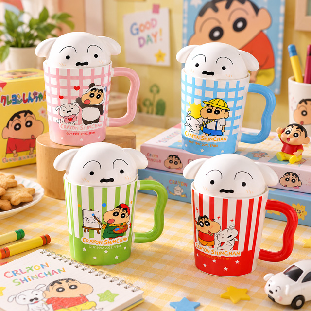 흰둥이 뚜껑 짱구 머그컵 420ml
