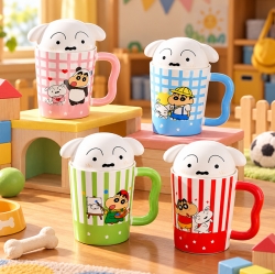 흰둥이 뚜껑 짱구 머그컵 420ml