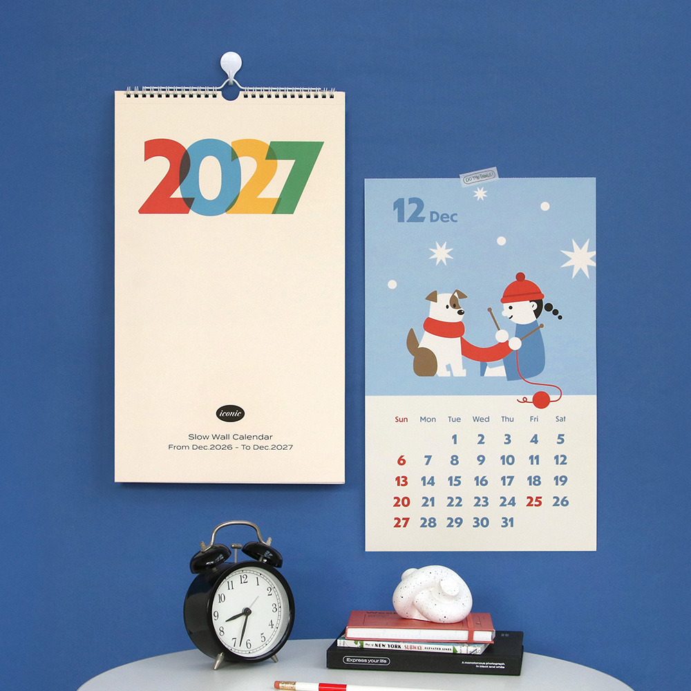2027 슬로우 벽걸이달력 일러스트 월 캘린더 